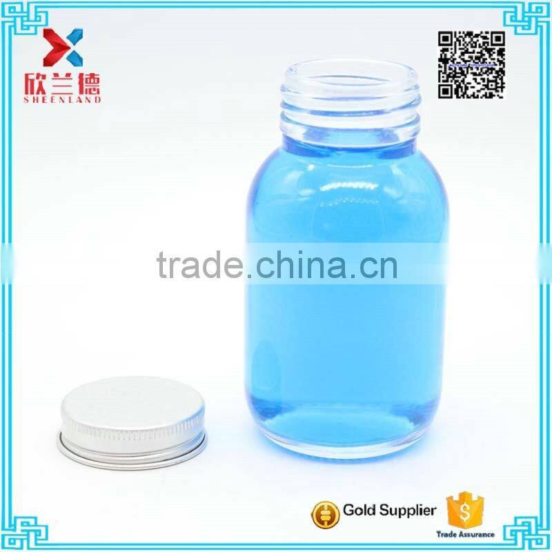 150ml wide mouth clear round glass tablet pill bottle