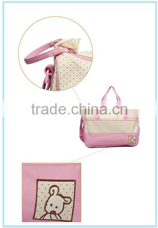 Large capacity cute diaper bags with changing pad 5 pieces set best