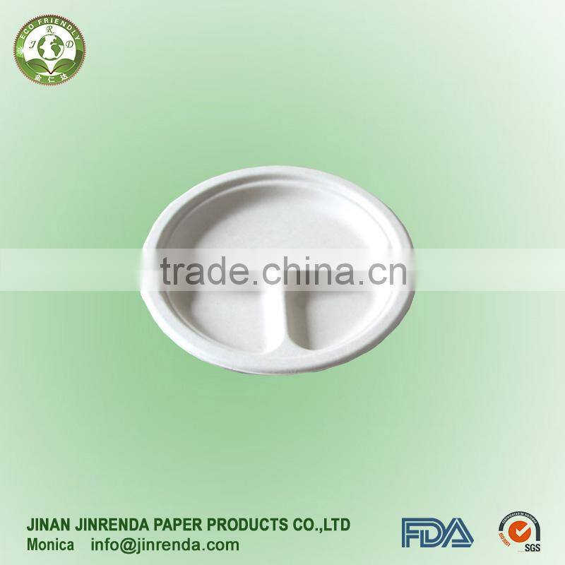 Disposable 9 inch 3-compartment plate