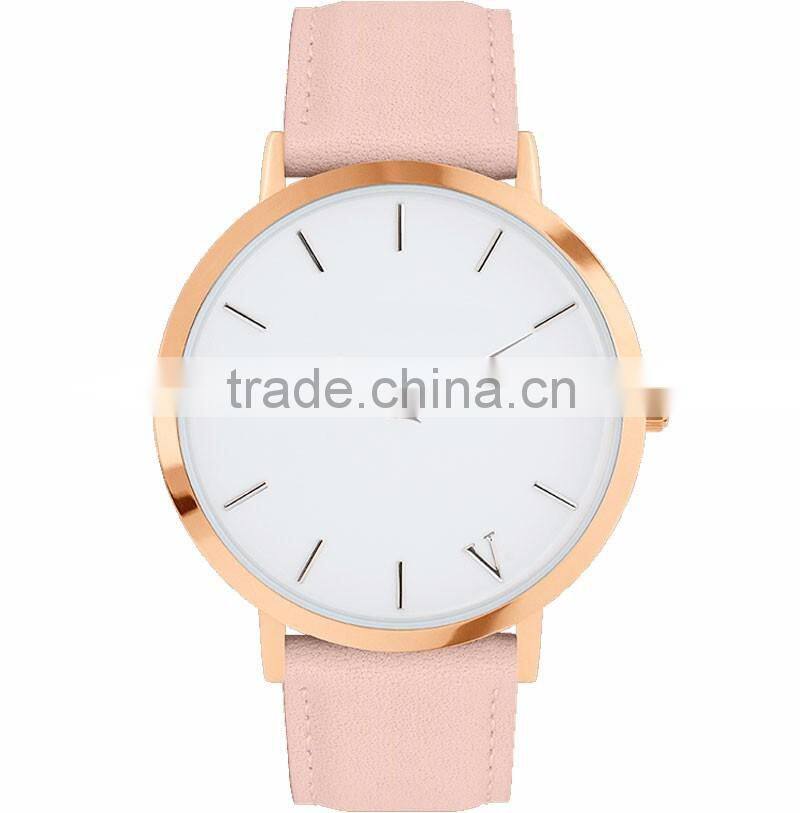 2016 lady watch fashion watch with Your print Logo for Women Men Leather Rose gold quartz watch