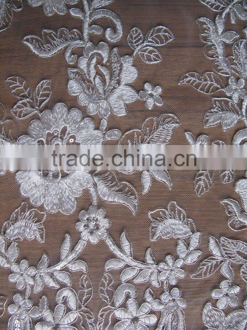 applique mesh net lace fabric/special lace african lace for wedding/beaded fabric emrboided/french beaded lace