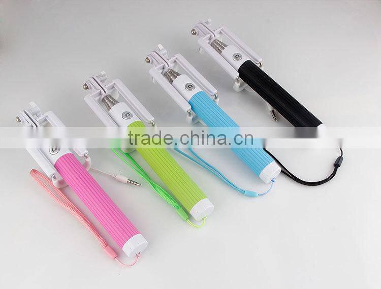 Cheapest wired selfie stick, smart phone holding wired monopod with shutter button, high quality monopod selfie stick