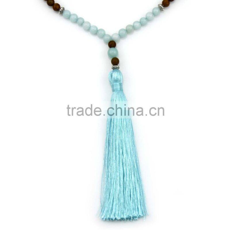 Original Wooden Beads Chain Jade Beads Alloy Beads Long Tassels Necklace