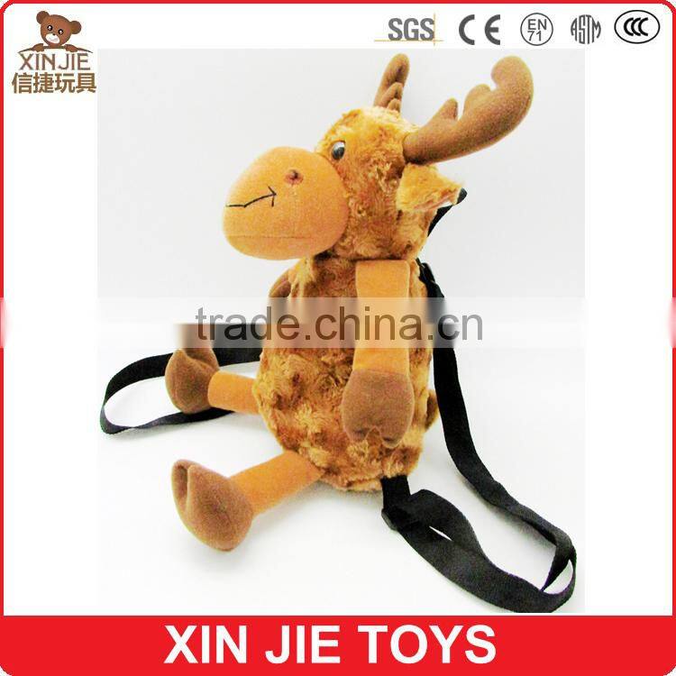 plush deer backpack good quality animal shape backpack custom kids plush animal backpack