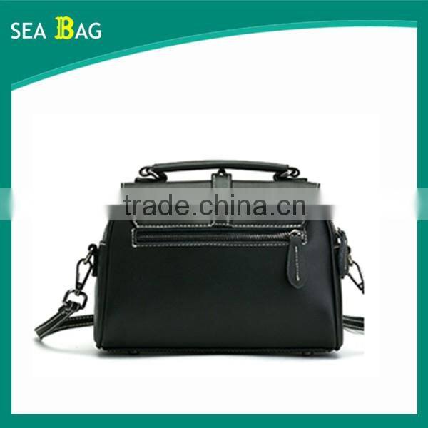 2016 Fashion Rivet Black Leather Satchel tote bag With Two Style Straps In Chinese Alibaba