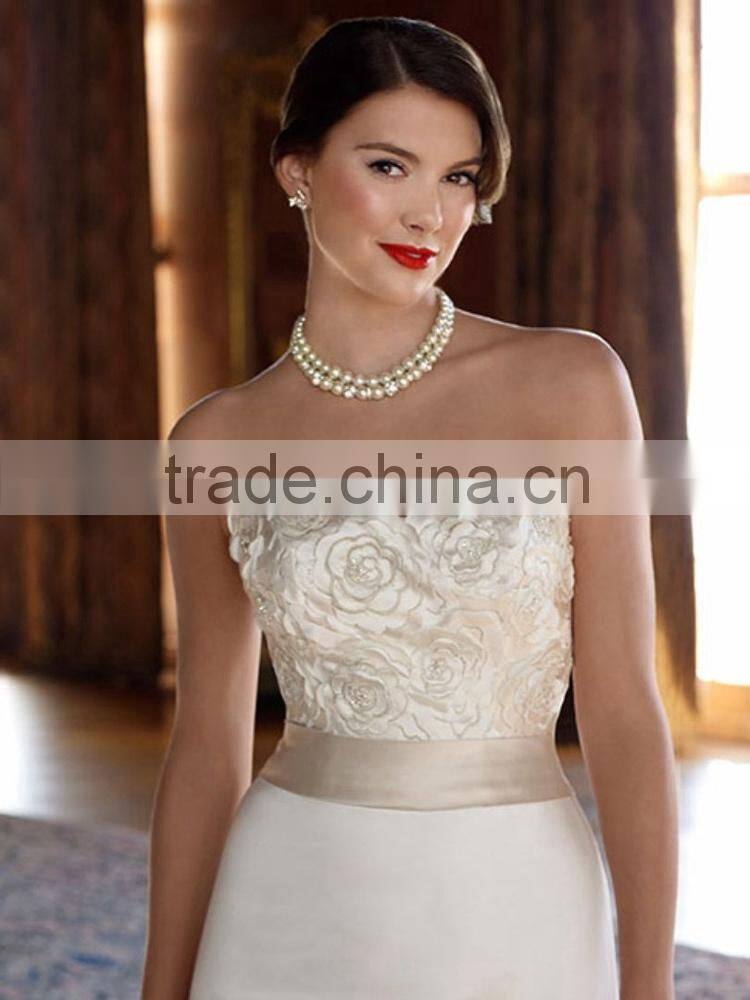 Popular Sale scoop pearl lace embroidered wedding dress