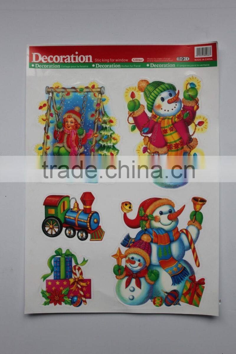 Merry Christmas reusable sticker paper,PVC finish peel off sticker paper,vinyl wall paper sticker