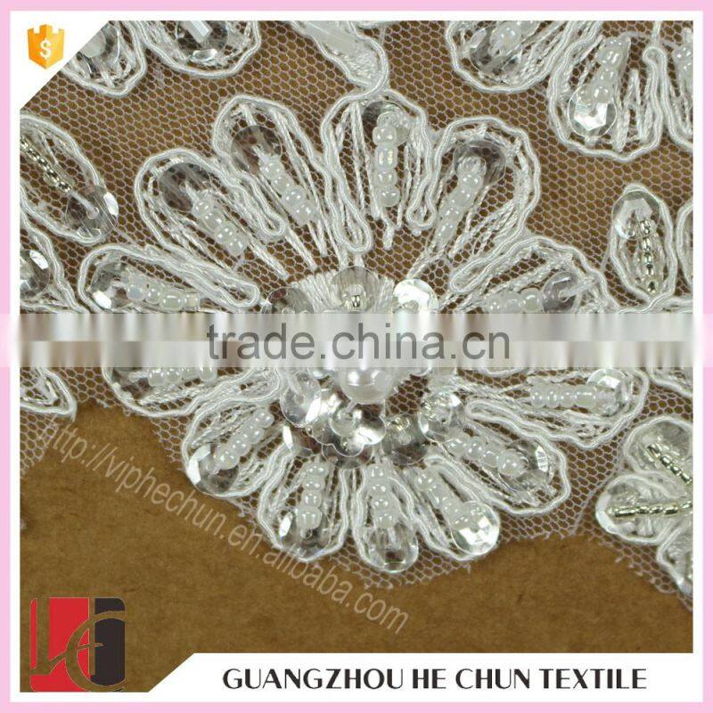 HC-2751-1 Hechun 3D Clear Bead Custom Wholesale Sequin Bridal Applique