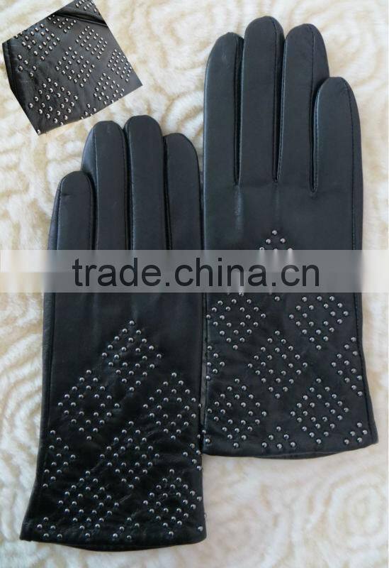 2016 ethiopian sheepskin ladies black gloves for the cold