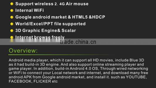 White 4GB Google Android 4.0 WIFI WLAN Smart Media TV Box Internet TV Player 1080P HD