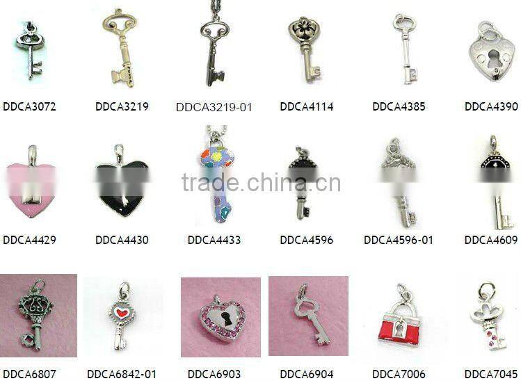wholesale metal lock and key pendant/charms,various designs,passed SGS factory audit