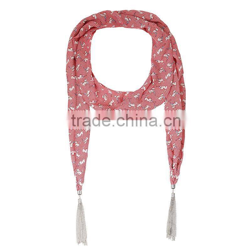 2015 Preppy style presentative leaves printing fashion chiffon scarf