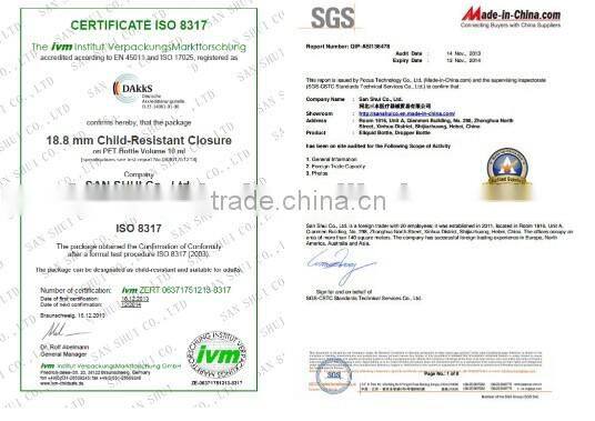 ISO8317 certificate Empty Medicine pill Bottle with flip cap