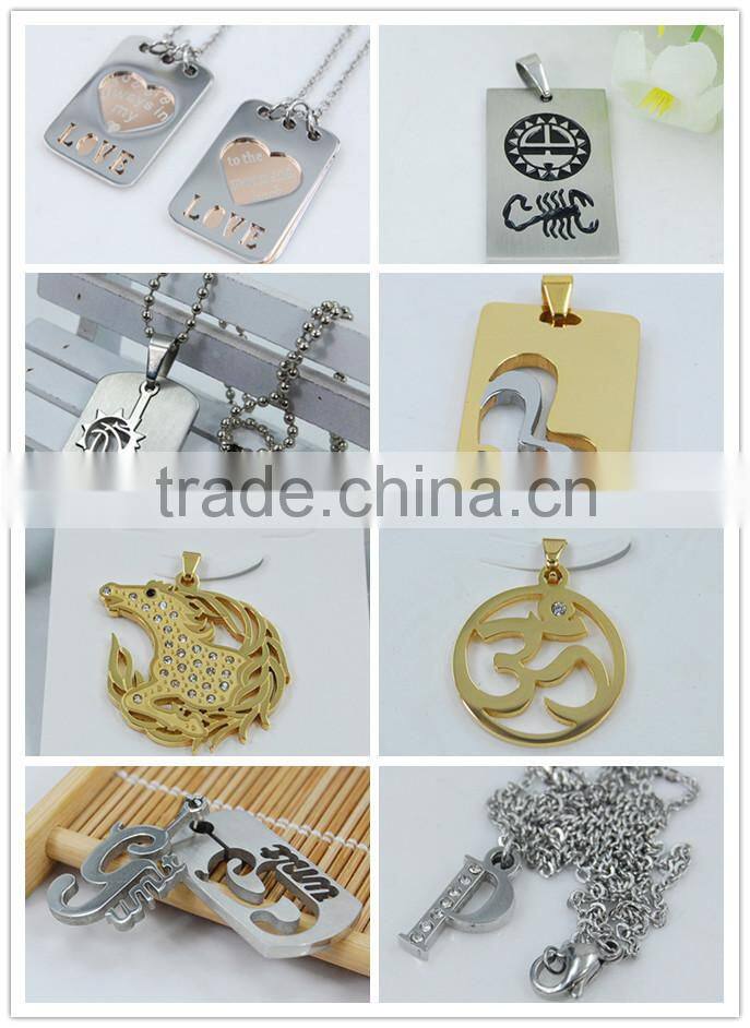 Various image laser cut on stainless steel pendant jewelry