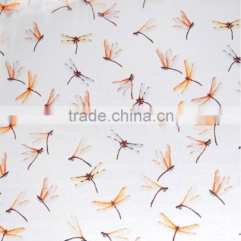dragonfly printed chiffon silk polyester fabric