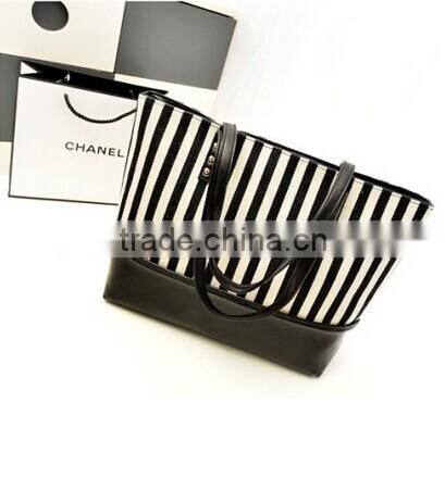 Stripe fashion leisure canvas bag