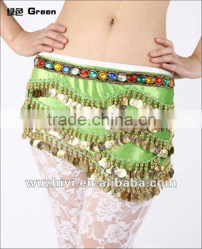 Beaded golden coin velvet belly dance hip belts YL063