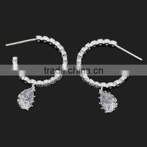 China Golden supplier CZ hoop earring tear drop diamond earring