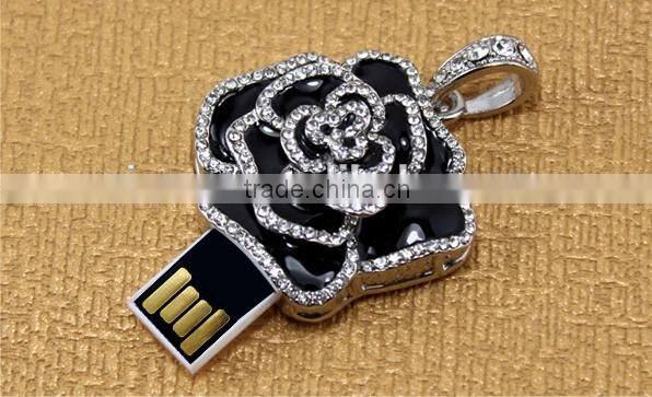 Special black rose with jewelry usb flash disk