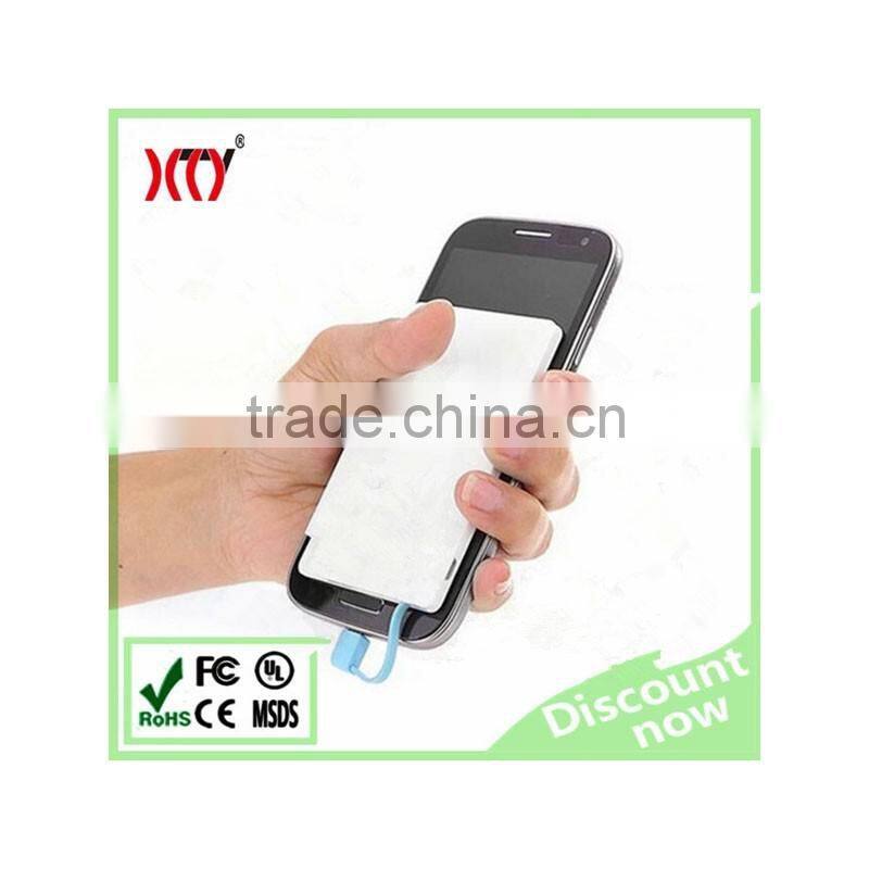 2500mAh lithium polymer battery credit card super slim Power Bank with built-in cable for phone digital device charger