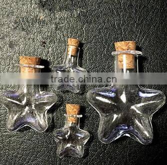 Star shape glass vials mini message in small glass bottles with cork