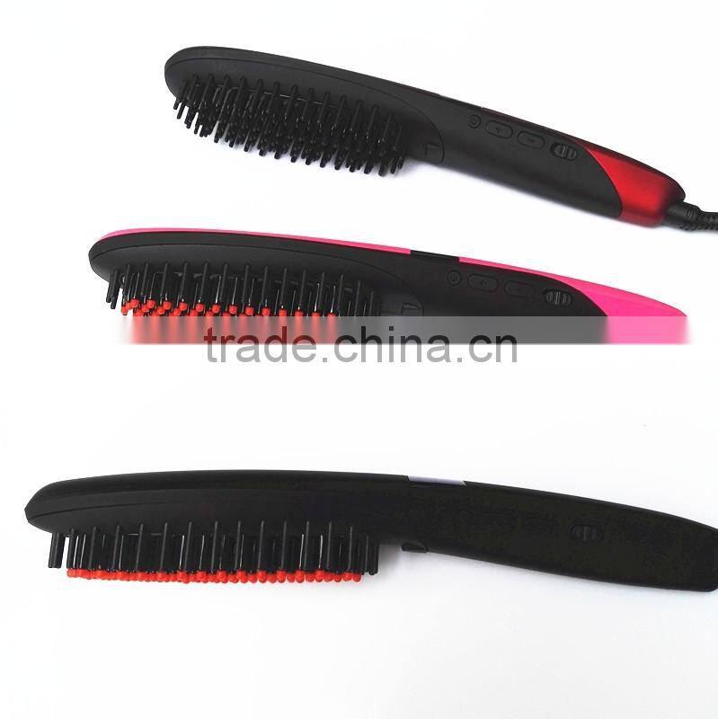 2016 New arrive ionic hair straightener brush with ceramic coating NASV hair straightening brush electric LCD hair straightening