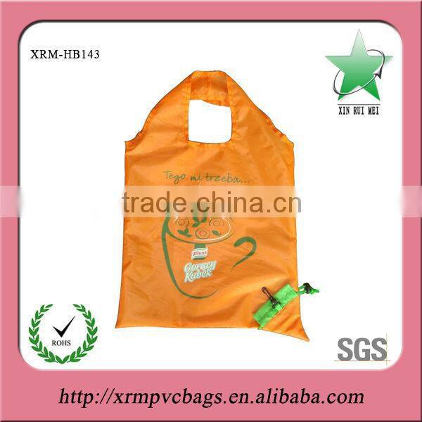 Colorful polyester folding shopping bag with pouch
