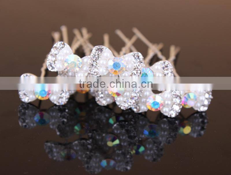 Fashion Rhinestone Flower Shaped Alloy Hair Pin for Women
