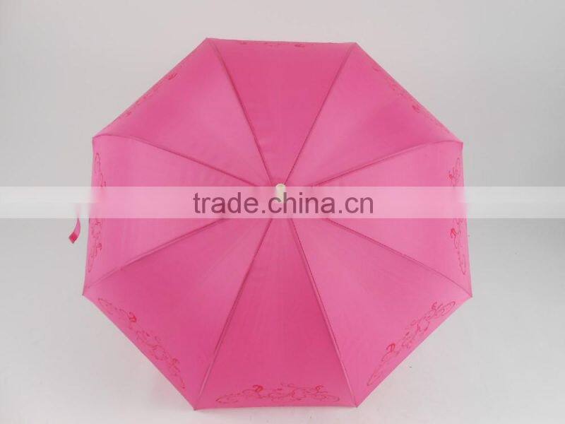 pink color straight shaft fashion umbrella for lady