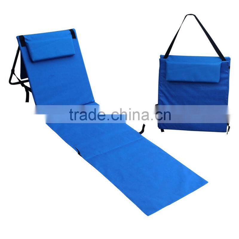 Single person foldable beach mat with pillow