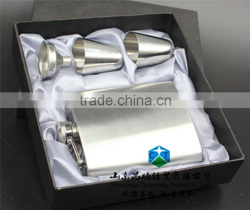Can Print Customer LOGO Screen Printing Embossing Laser 7 oz Set Wine Funnel 201Stainless Steel Light Portable Hip Flask