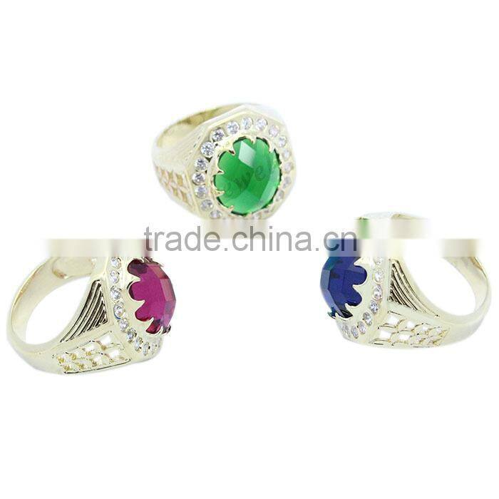 Factory direct sale brass jewelry big stone fashion mens brass ring