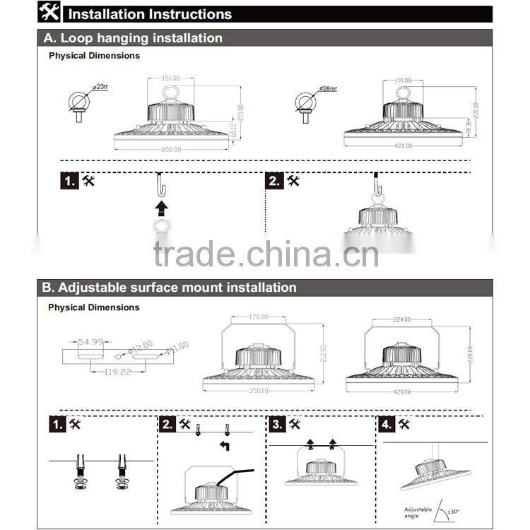 IP65 waterproof led high bay light ufo