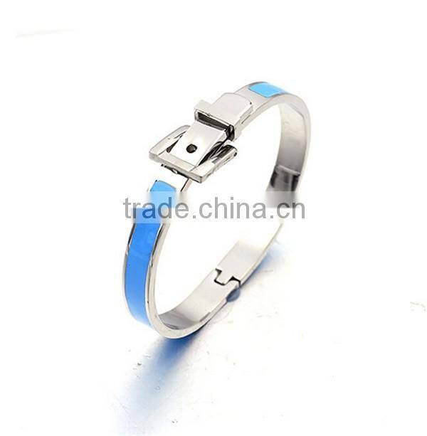 Fashion Women Enamel Spring Bracelet Fine Jewelry Stainless Steel Belt Sivler Cuff Bangle