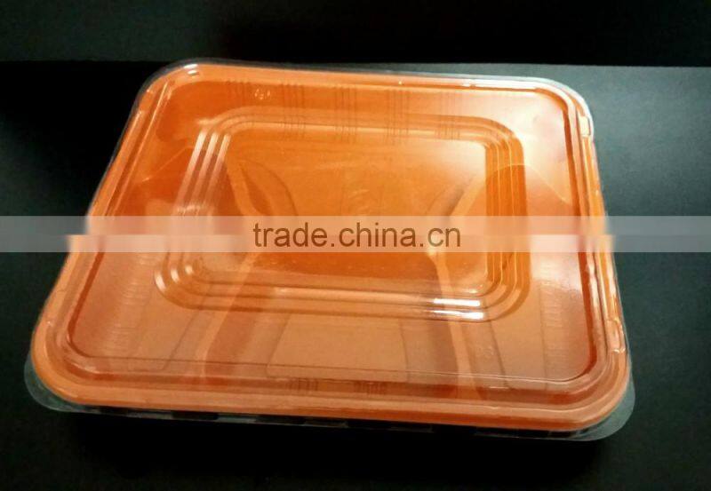 Disposable take-away food container with lid 3 compartment microwavable