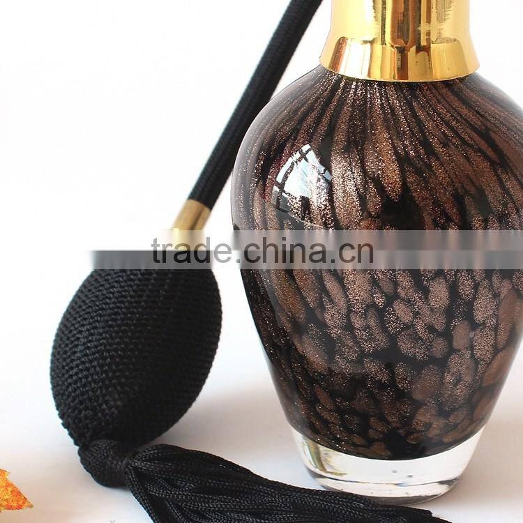 Handmade Black & Gold Point Airbag Glass Perfume Bottle