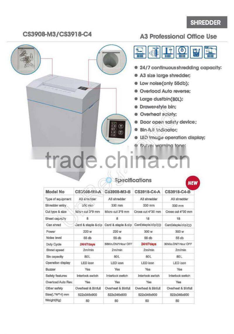 office equipment- A3 8 sheets micro cut paper shredder
