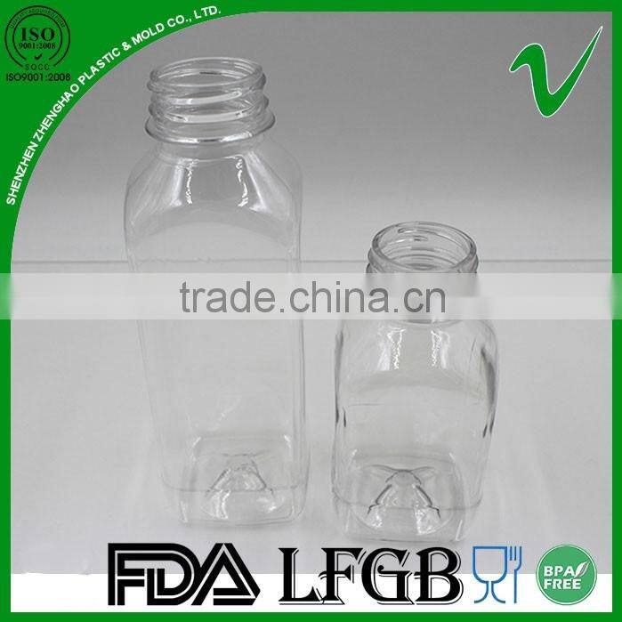 empty colod beverage clear PET fruits juice bottle with food grade