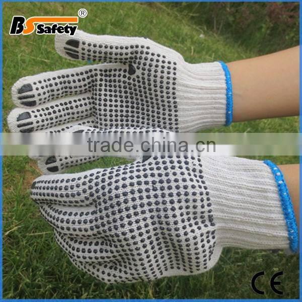 BSSAFETY double PVC dotted cotton knitted hand job gloves