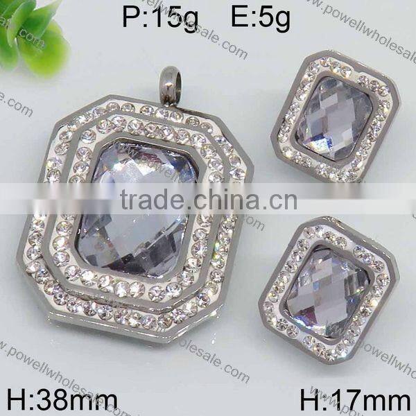 Fashion round shape diamond jewelry set steel color jewelry set china wholesale