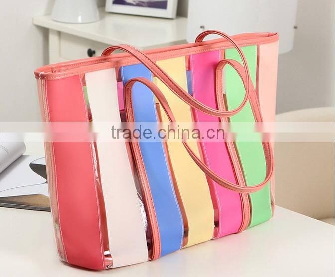 Wholesale Candy Color Ladies Transparent Handbags Free Shipping