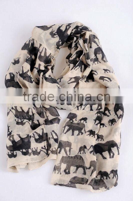 New Fashion Women Elephants Print Scarves Animal Print Shawl Wrap Women Hijab Scarf