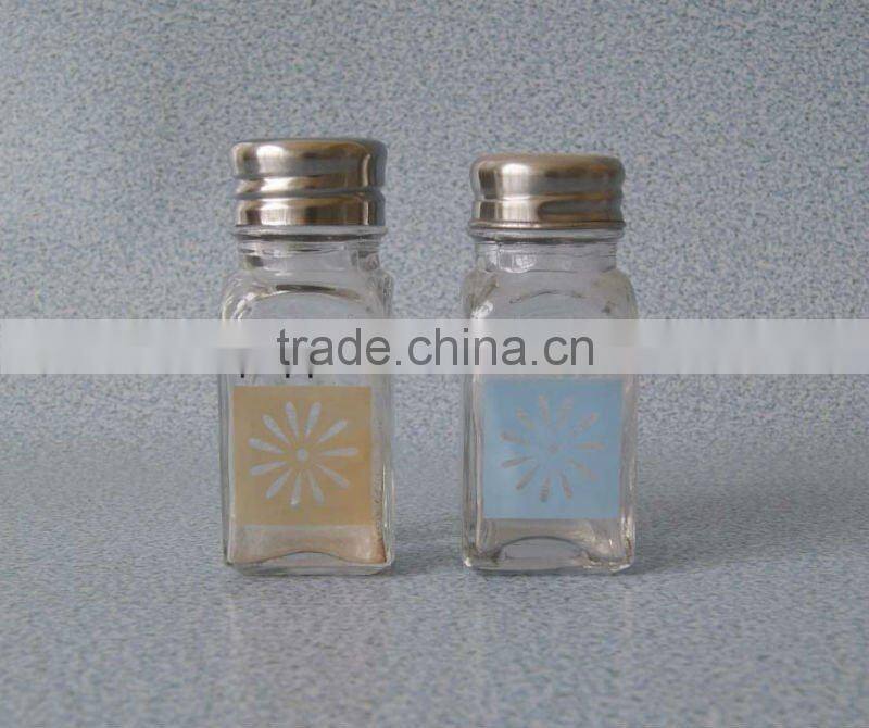 high quality with metal rack glass spice jar set