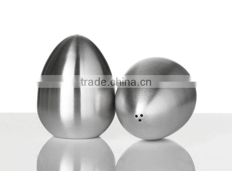 egg-shape Stainless steel salt and black pepper shaker