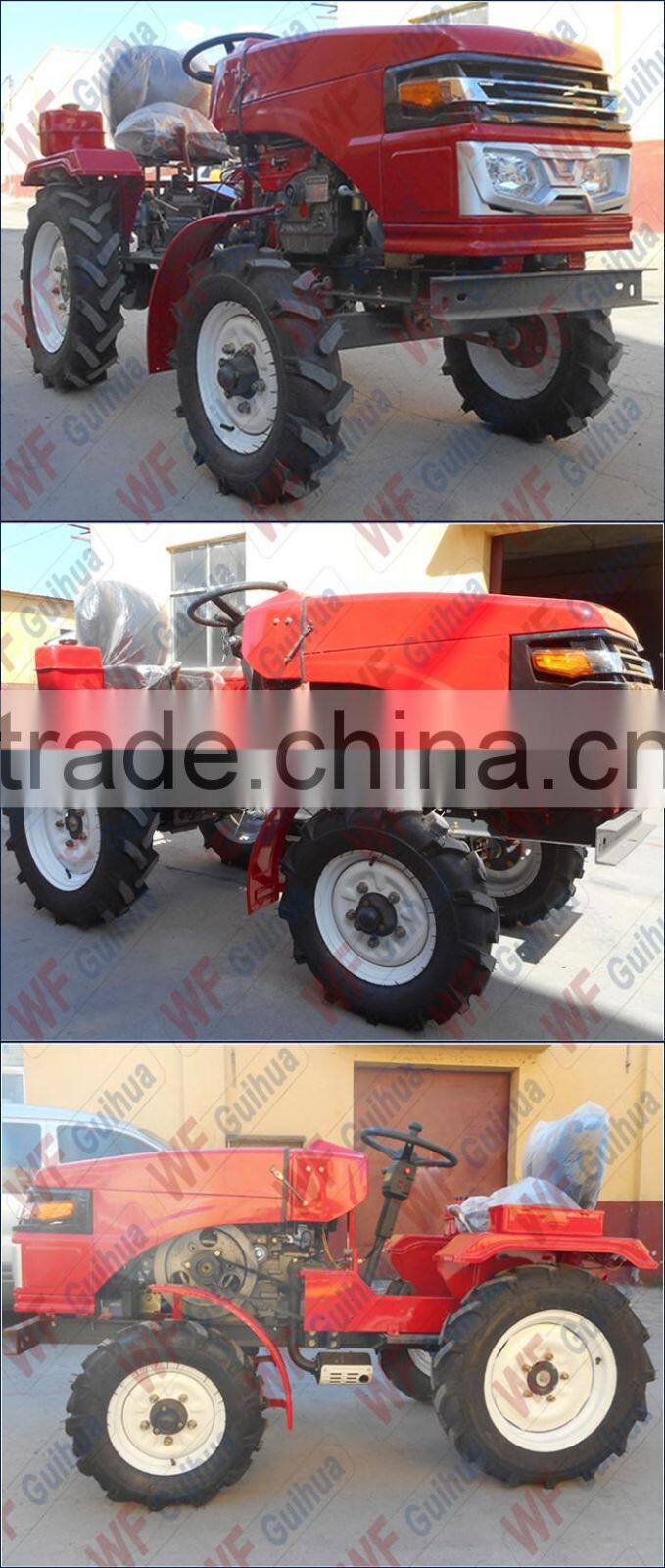 Factory sales 15 hp Red diesel engine mini electric tractor with avaliable implement