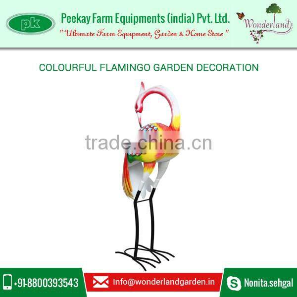 Beautifully Painted and Crafted Pink Flamingo Decoration for Green Garden