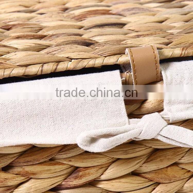 Fashion new water hyacinth dirty clothes laundry baskets with lid & liner