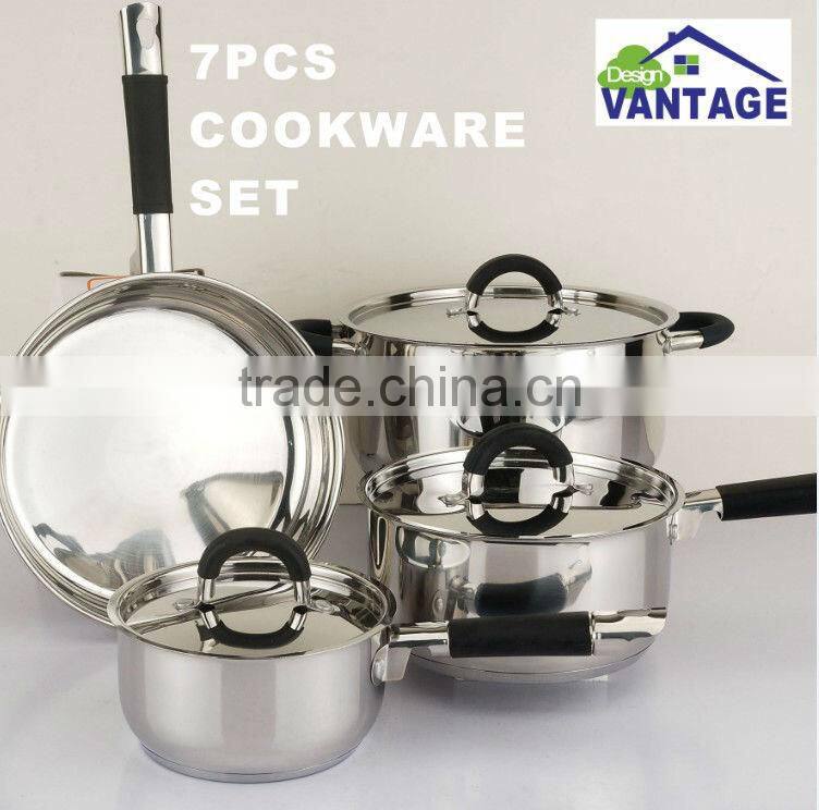 New arrival classical design 7pcs stainless steel well equipped kitchen cookware