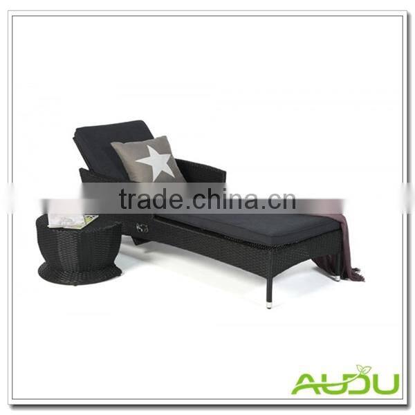 Audu Black Wicker Lounge Chair Outdoor