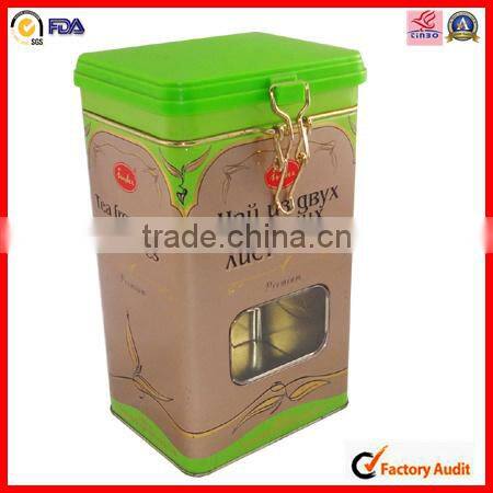 4 color print rectangle airtight metal tea tins